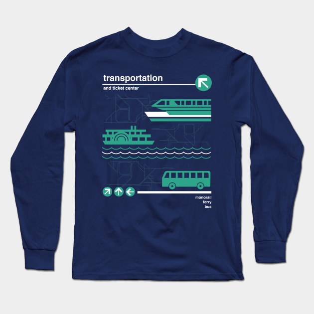 Transportation and Ticket Center Shirt Design Long Sleeve T-Shirt by retrocot